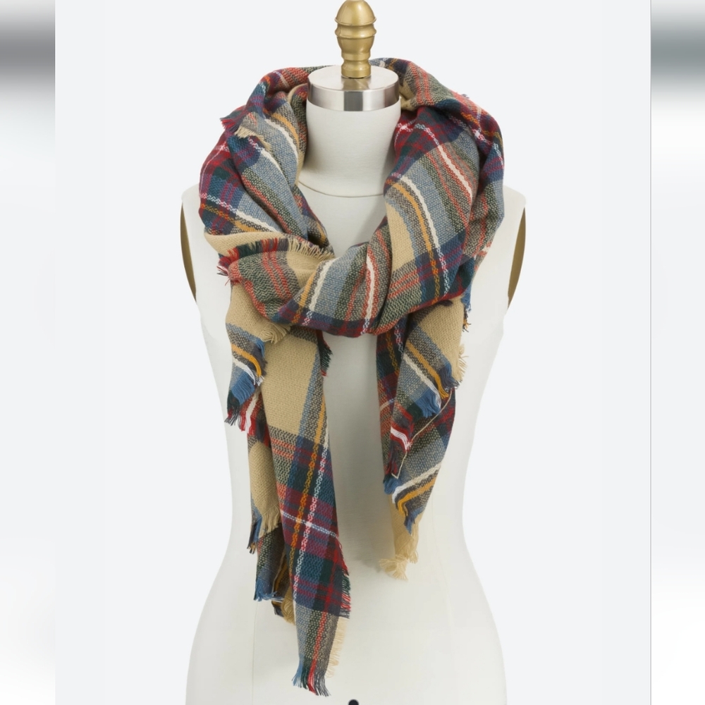 Look By M Alpine Plaid Wrap Scarf